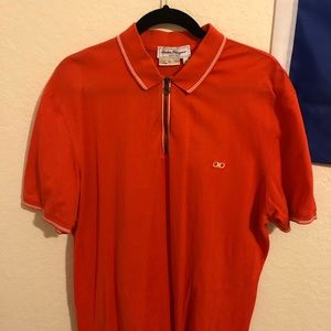 Salvatore Ferragamo Zip Up Polo T shirt